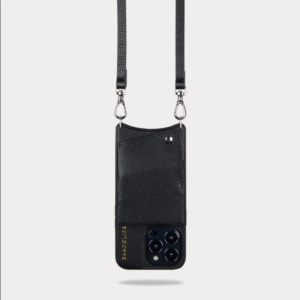 EMMA (Brand New)
Pebble Leather Crossbody Bandolier in Black/Silver
